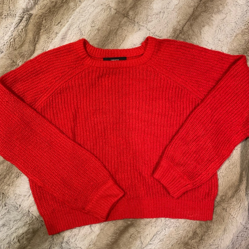 Forever 21 Square Neck Red Sweater